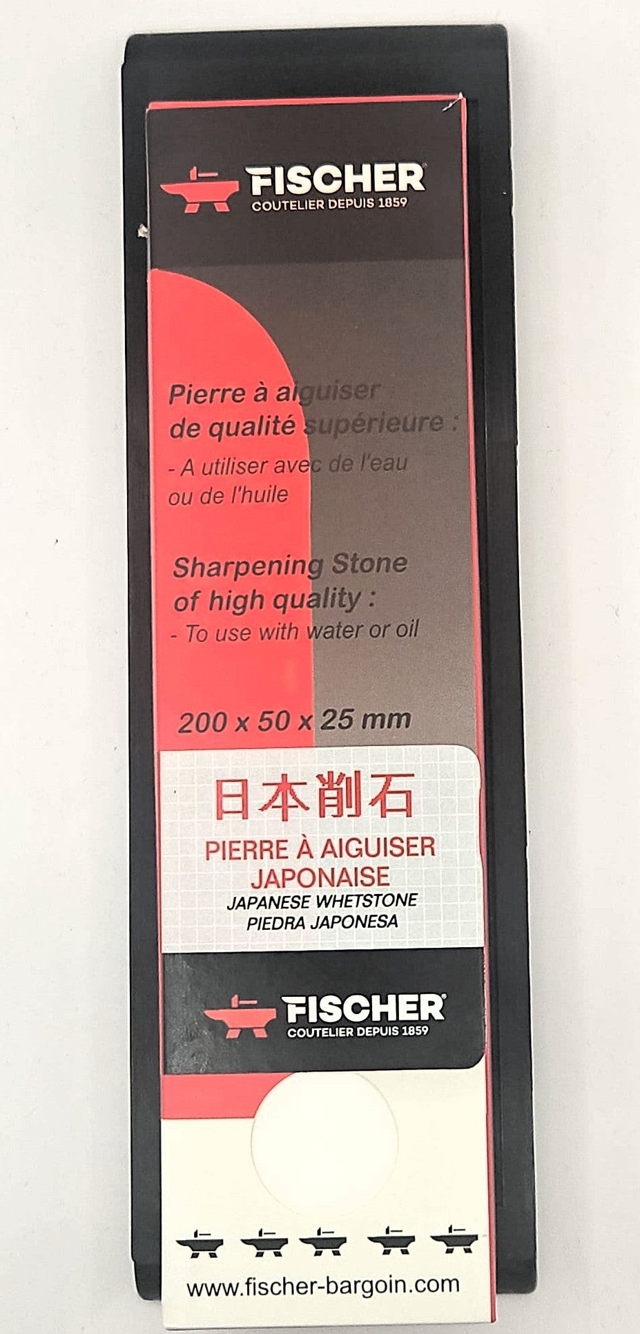 Fischer Bargoin Japanese Sharpening Stone 360/1000 Grit with Rubber Base