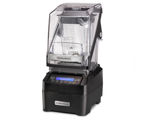 An empty blender with Quiet Shield closed