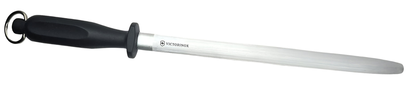 Victorinox Butchers Sharpening Steel Oval 30cm Fine Cut Black Handle